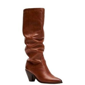 Frye Women's Lila Slouch Tall Leather Boots Cognac Size 9